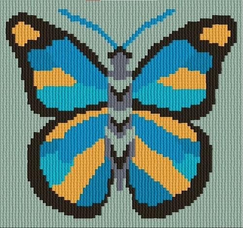 Butterfly Long Stitch Kit by Mamie Design Studio 15 cm x 13.7 cm